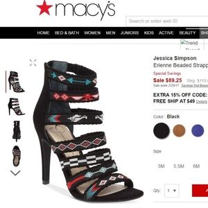New Size 10 Jessica Simpson Multicolor Beaded Strappy Heels